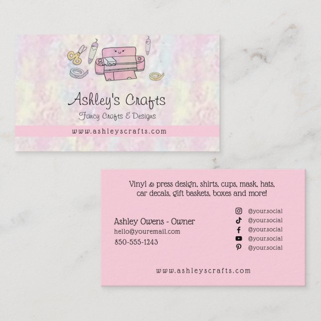 Carte De Visite Artisanat et design en vinyle - Blush Pink Busines (Devant / Derrière)
