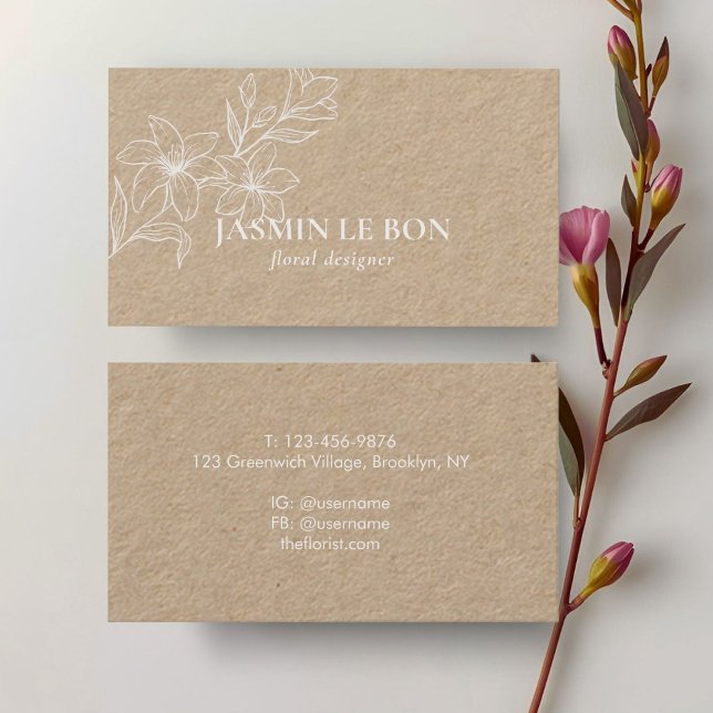Carte De Visite Artisanat | Flore minimale chic (Créateur téléchargé)