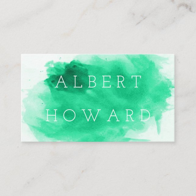 Carte De Visite Artiste | Aquarelle | Créateur de peintre vert mod (Devant)