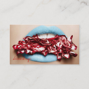 Carte De Visite Artiste bleu de cosmétiques de maquillage de