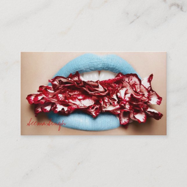 Carte De Visite Artiste bleu de cosmétiques de maquillage de (Devant)