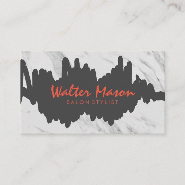 Carte De Visite Artiste Brossé Gris Scribble Marbre (Devant)