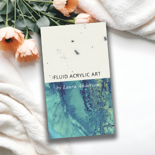 CARTE DE VISITE ARTISTE D'ART ACRYLIQUE DE L'AQUA BLUE TURQUOISE F