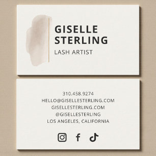 Carte De Visite Artiste de cils Beige Neutre Aquarelle Minimaliste