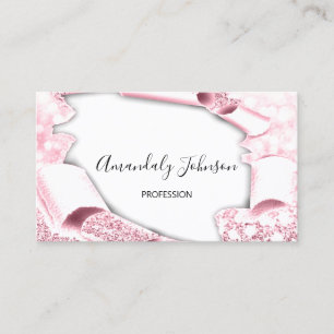 Carte De Visite Artiste de maquillage 3D en effet rose blanc