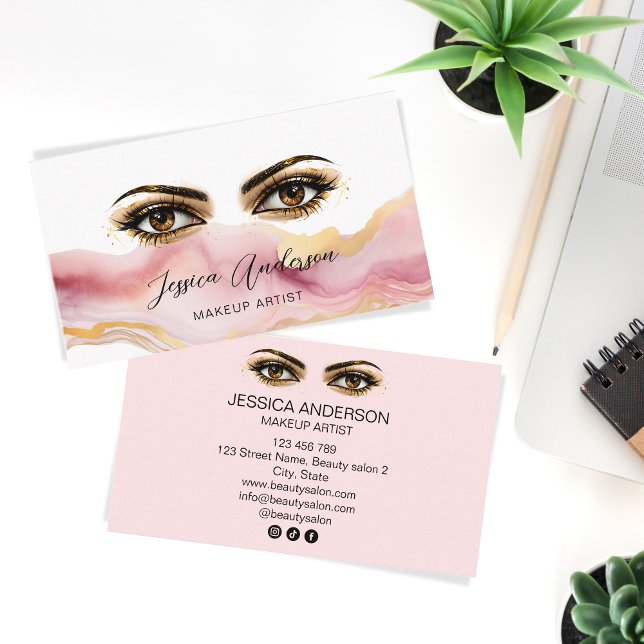 Carte De Visite Artiste de maquillage à la mode Salon Lashes Yeux  (Créateur téléchargé)