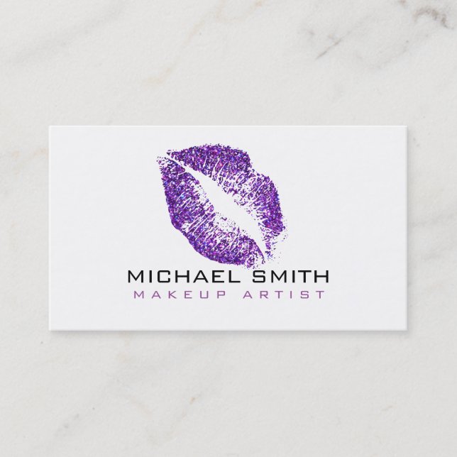 Carte De Visite Artiste de maquillage à Parties scintillant violet (Devant)