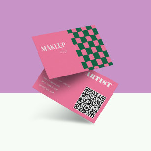 Carte De Visite Artiste de Maquillage Abstrait Rose & Vert Rétro G