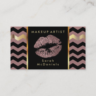 Carte De Visite Artiste de maquillage aux accents d'or Chevron