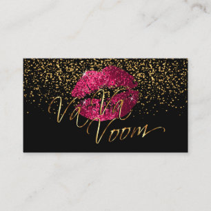 Carte De Visite Artiste de maquillage avec Confetti Or & Lèvres ro