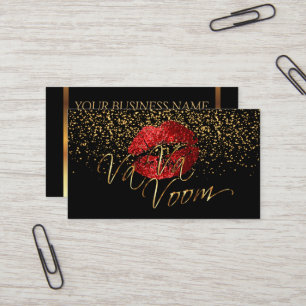 Carte De Visite Artiste de maquillage avec Confetti Or & Lèvres ro