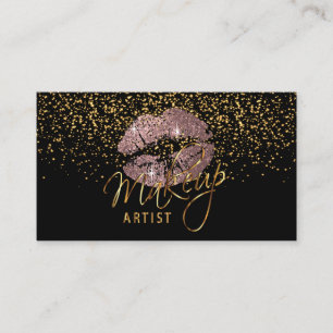 Carte De Visite Artiste de maquillage avec Gold Confetti et Dusty 