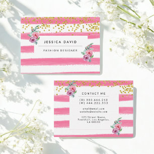 Carte De Visite Artiste de maquillage blanc rose Floral