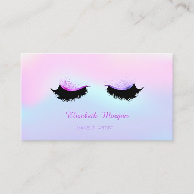 Carte De Visite Artiste de maquillage branché, Holographe Faux Las (Devant)