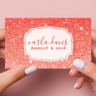 Carte De Visite Artiste de Maquillage Chic Moderne Rouge Ombré Pai