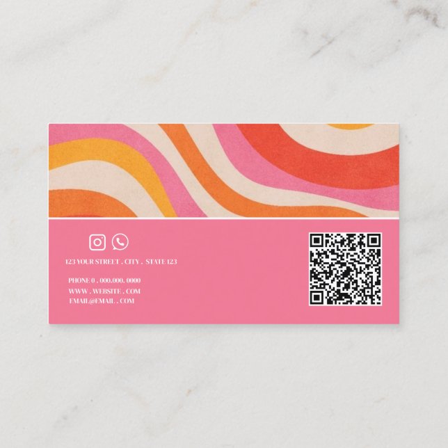 Carte De Visite Artiste de maquillage Code QR funky coloré Rétro G (Dos)