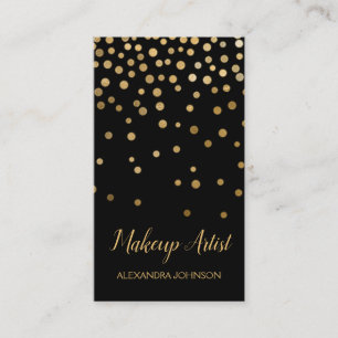 Carte De Visite Artiste de maquillage Confetti noir et or