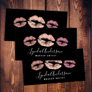 Carte De Visite Artiste de maquillage de parties scintillant en or