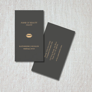 Carte De Visite Artiste de maquillage d'or minimaliste élégant gri