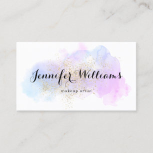 Carte De Visite Artiste de maquillage d'or pourpre Aquarelle moder