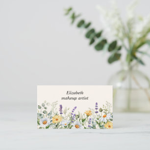 Carte De Visite Artiste de maquillage frontalier Fleur sauvage aqu