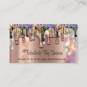 Carte De Visite Artiste de maquillage. Holographe rose Gold Purple