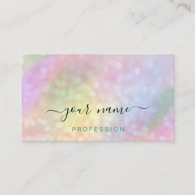 Carte De Visite Artiste de maquillage Holographique bleu rose (Devant)