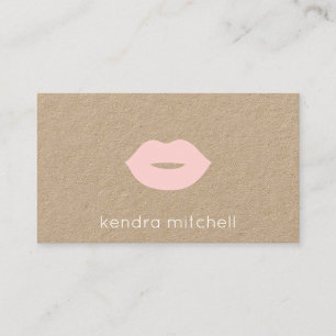 Carte De Visite Artiste de Maquillage Kraft Logo Lèvres Roses Mini