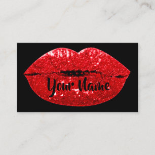 Carte De Visite Artiste de maquillage Lèvres de baiser rouge noir