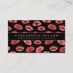 Carte De Visite Artiste de maquillage Lipstick Motif Noir