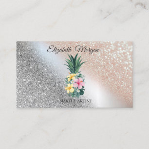 Carte De Visite Artiste de maquillage moderne ananas Tropical Flow