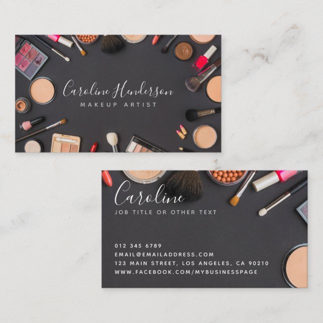 Carte De Visite Artiste de maquillage moderne / Cosmétique (Devant / Derrière)