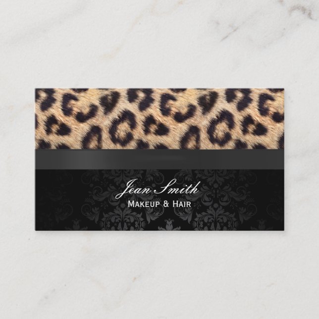 Carte De Visite Artiste de maquillage moderne Damask & Empreinte d (Devant)