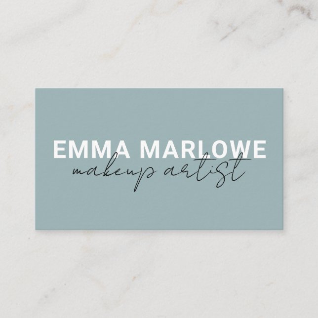 Carte De Visite Artiste de maquillage moderne Dusty Blue Green (Devant)