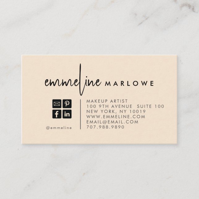 Carte De Visite Artiste de maquillage moderne Pearl Blush (Devant)