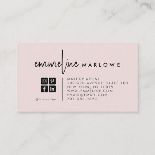 Carte De Visite Artiste de maquillage moderne rose pâle