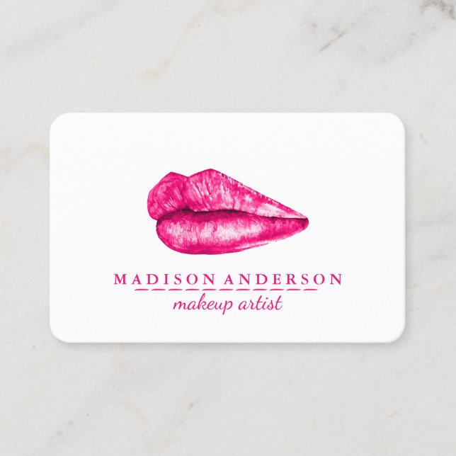 Carte De Visite Artiste de maquillage moderne Salon Rose Lips (Devant)