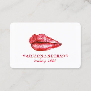 Carte De Visite Artiste de maquillage moderne Salon Rouge Lips