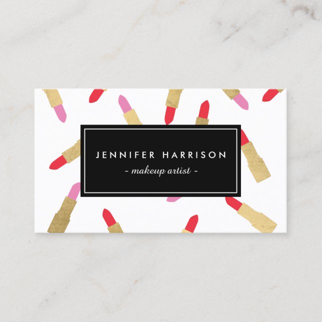 Carte De Visite Artiste de maquillage Motif Luxe Glam (Devant)