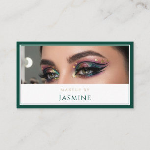 Carte De Visite Artiste de Maquillage Paillettes Émeraude Luxueuse
