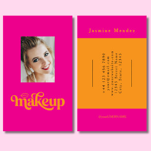 Carte De Visite Artiste de Maquillage Photo Rétro Orange Rose Chau