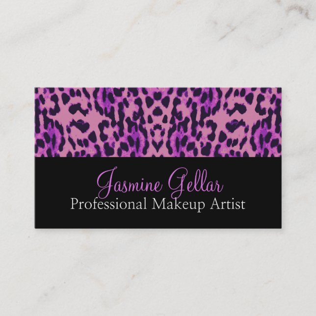 Carte De Visite Artiste de Maquillage Professionnel à Motif Léopar (Devant)