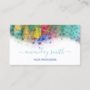 Carte De Visite Artiste de maquillage professionnel Arc-en-ciel bl