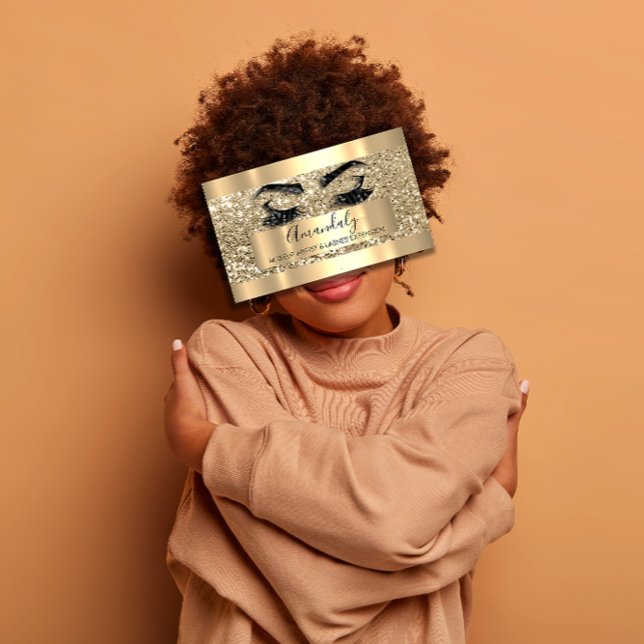 Carte De Visite Artiste de maquillage professionnel Eyelash Partie (Professional Makeup Artist Eyelash Gold Glitter Business Card)