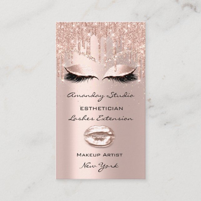 Carte De Visite Artiste de maquillage professionnel Eyelashes Coif (Devant)