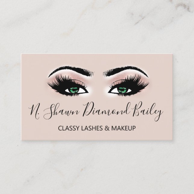 Carte De Visite Artiste de maquillage professionnel Green Eyelash  (Devant)