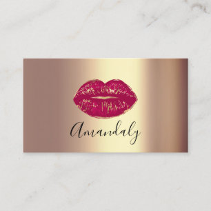Carte De Visite Artiste de maquillage professionnel Kiss Lips Gold