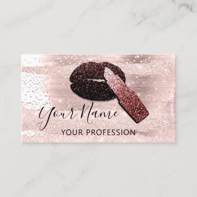 Carte De Visite Artiste de maquillage professionnel Rose Kiss Lips (Devant)
