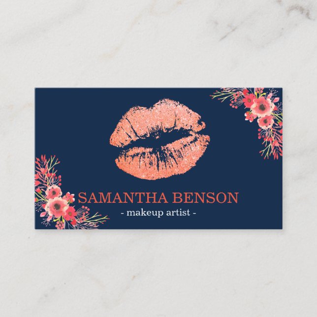 Carte De Visite Artiste de maquillage Rose floral tendance (Devant)