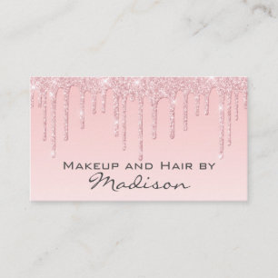 Carte De Visite Artiste de Maquillage Rose Gold Pailleté Glamour